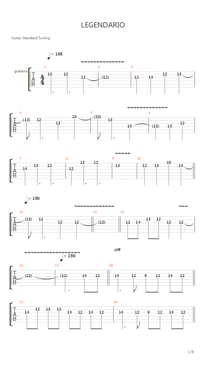 Legendario吉他谱