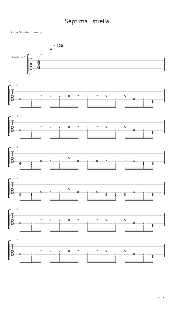Septima Estrella吉他谱