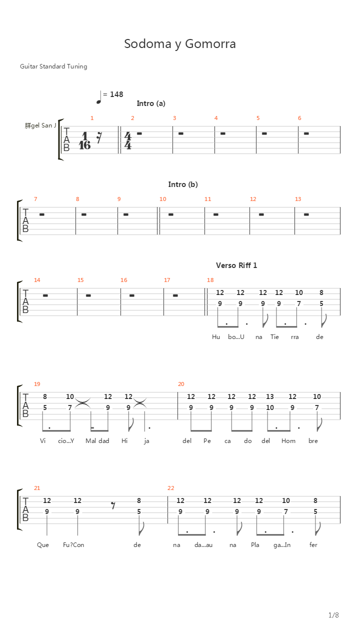 Sodoma Y Gomorra吉他谱