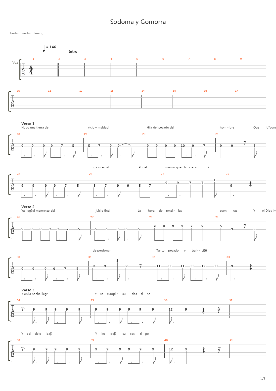 Sodoma Y Gomorra吉他谱