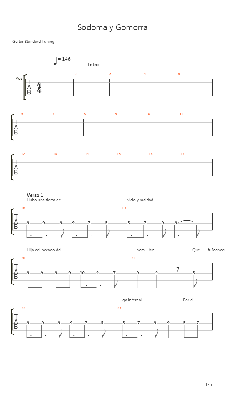 Sodoma Y Gomorra吉他谱