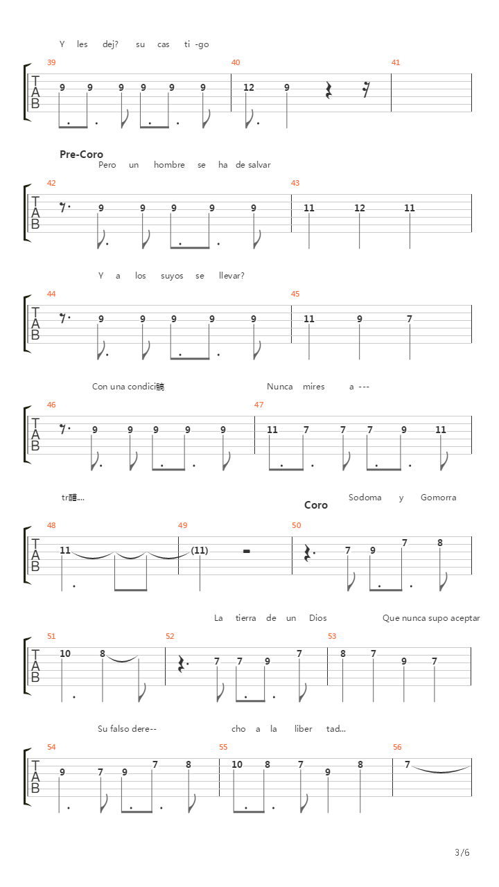 Sodoma Y Gomorra吉他谱