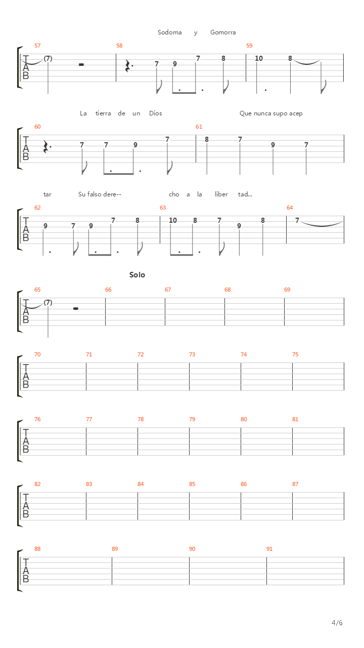 Sodoma Y Gomorra吉他谱