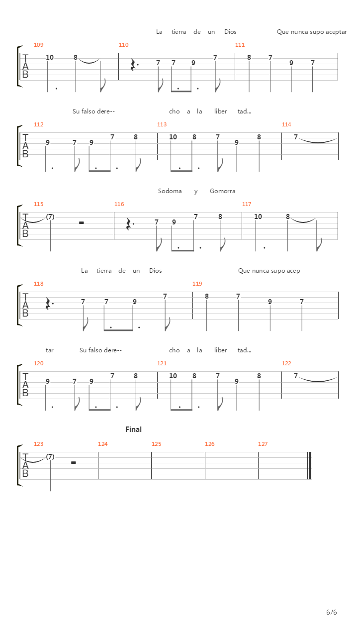 Sodoma Y Gomorra吉他谱