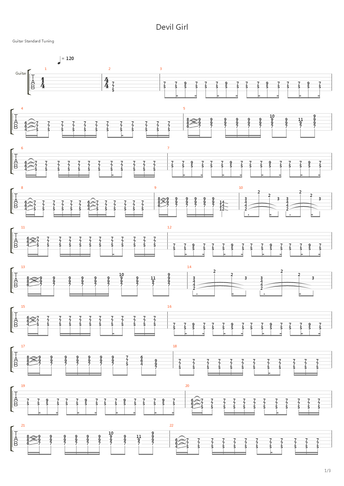 Devil Girl吉他谱