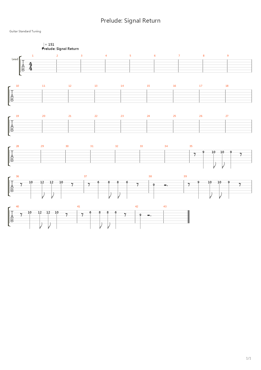 Prelude Signal Return吉他谱