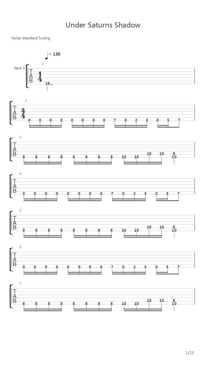 Under Saturns Shadow吉他谱