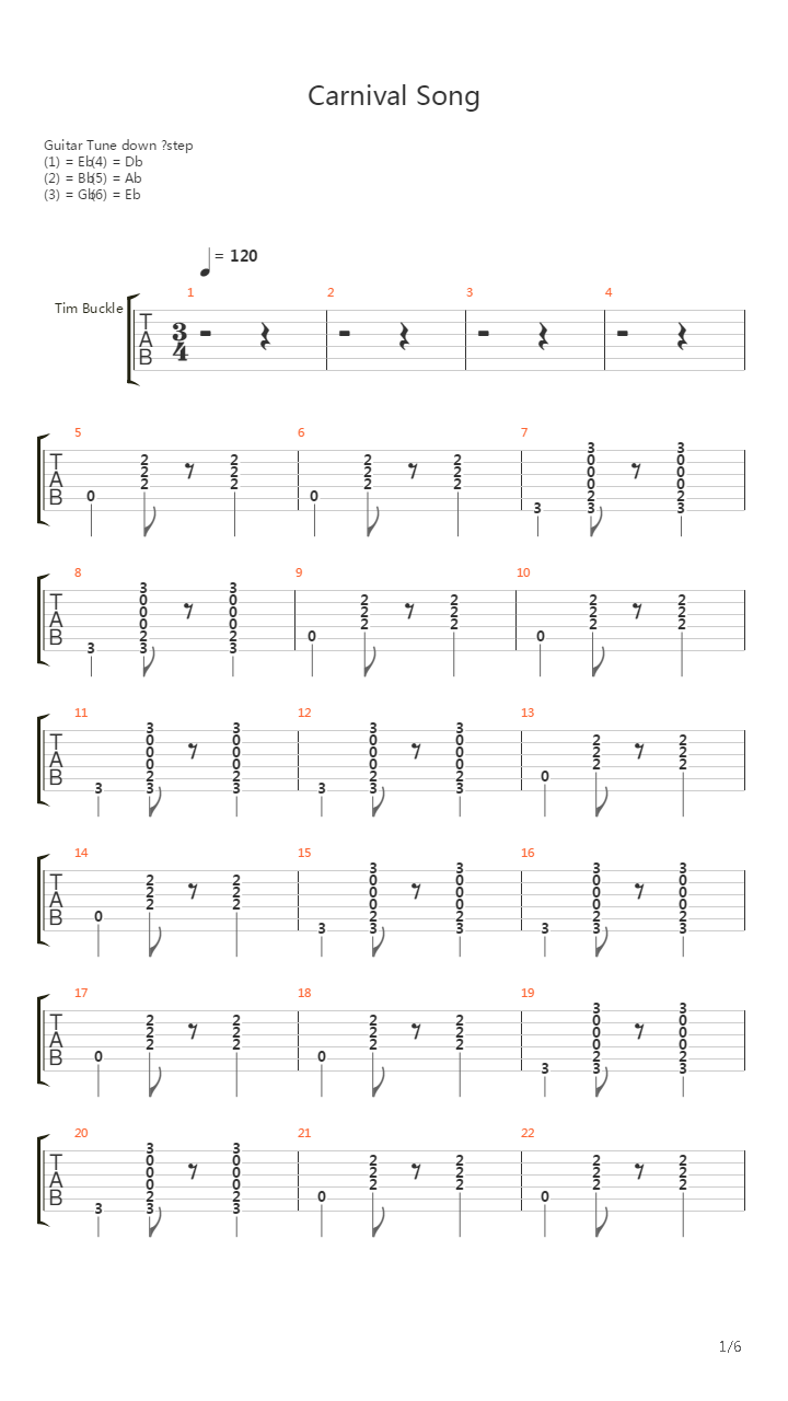 Carnival Song吉他谱