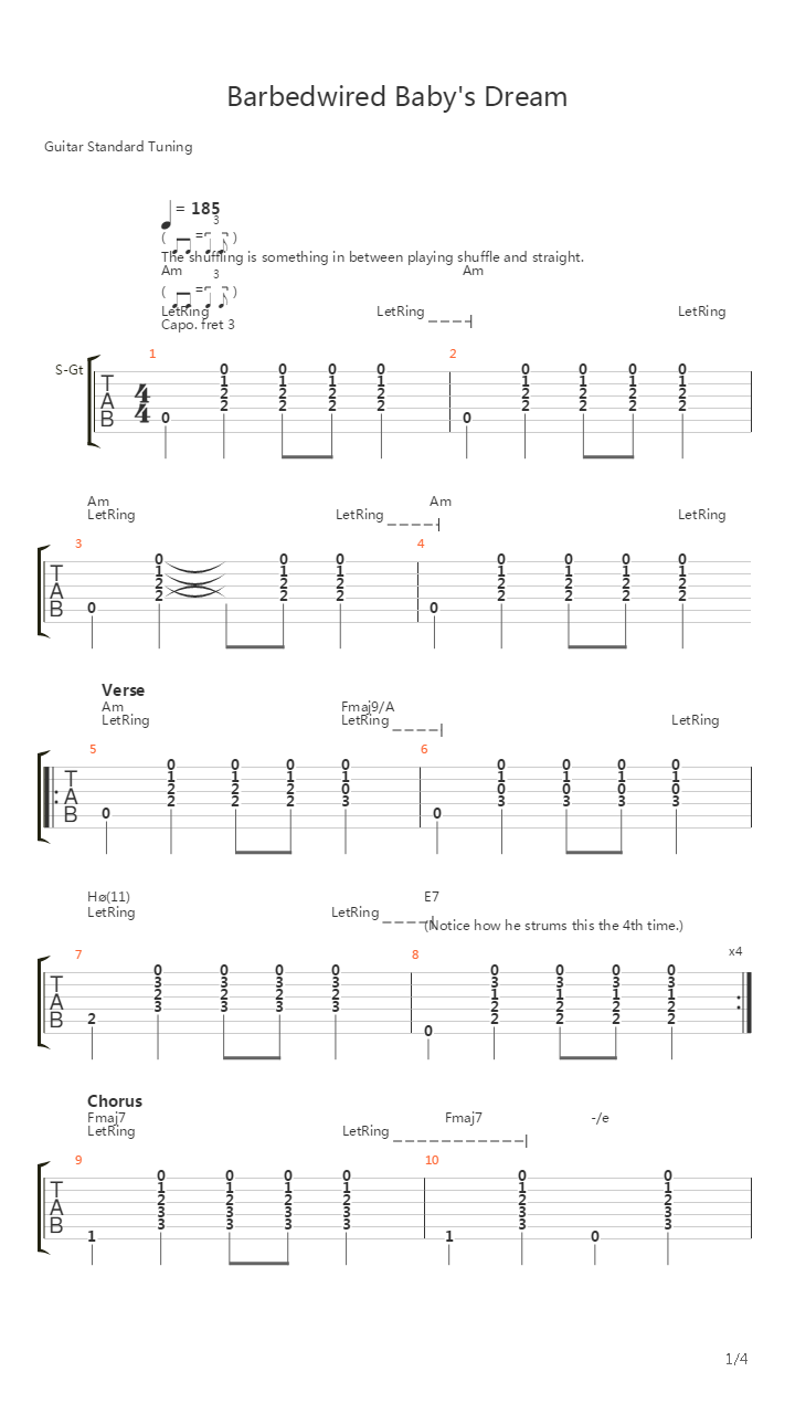 Barbwired Babys Dream吉他谱