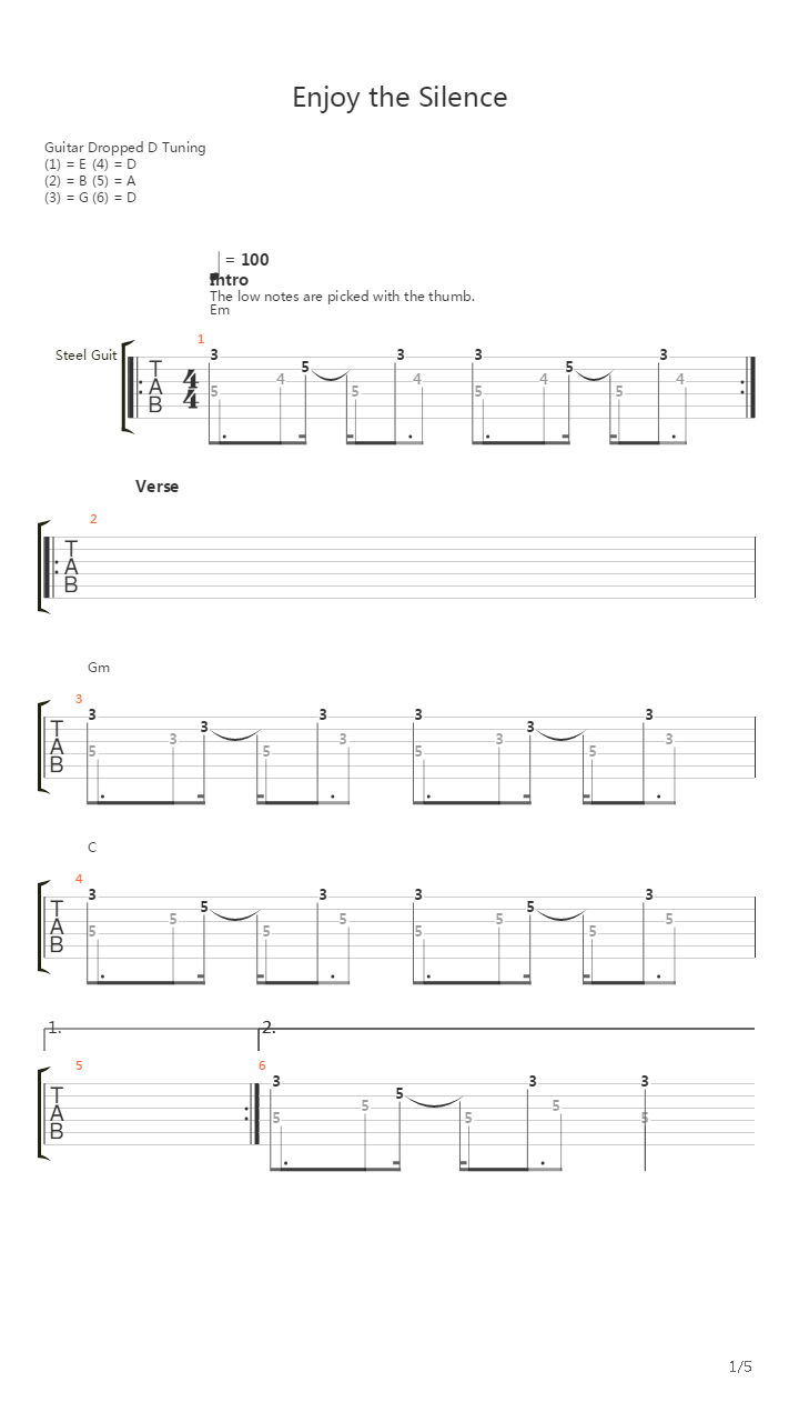 Enjoy The Silence吉他谱