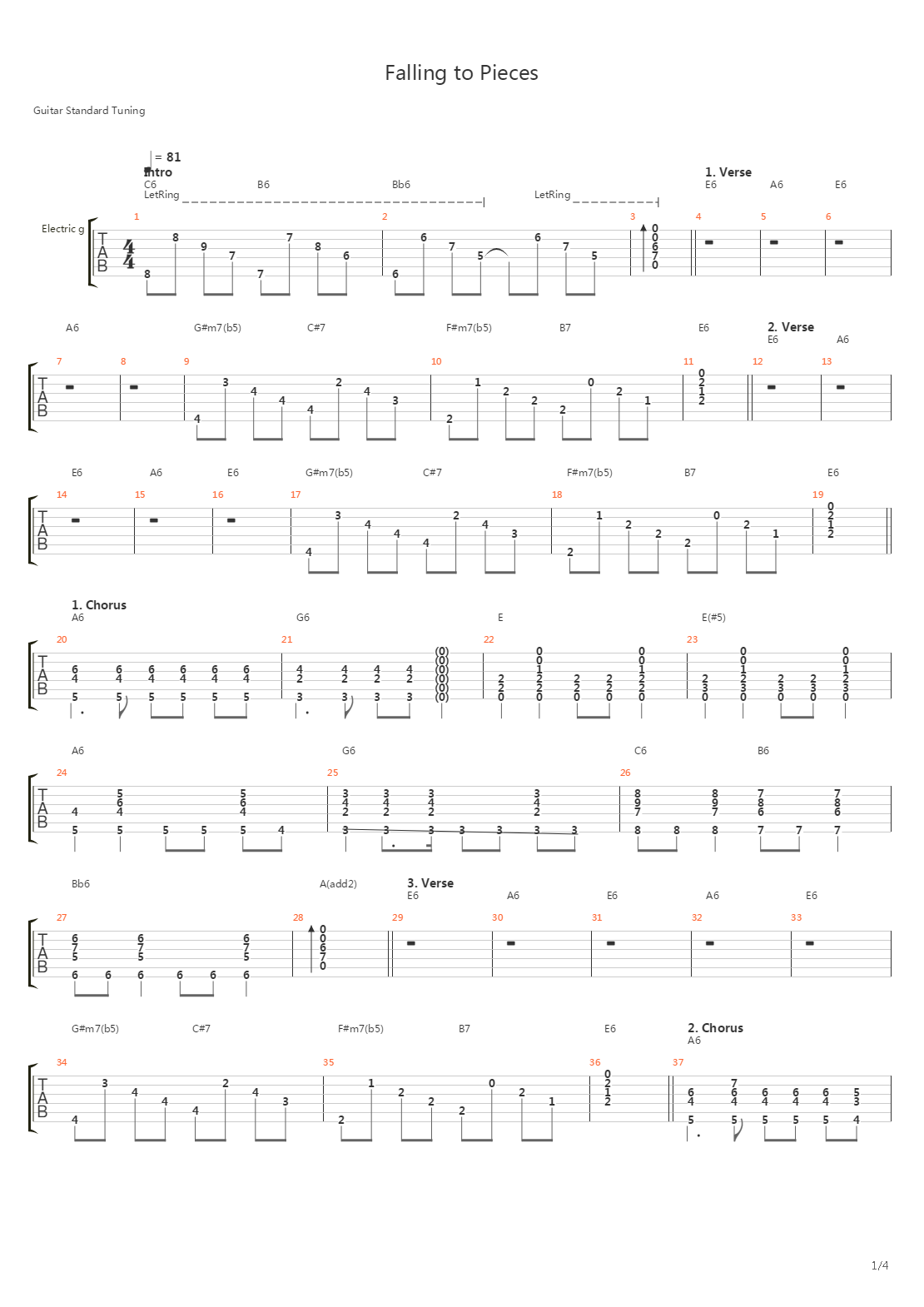 Falling To Pieces吉他谱