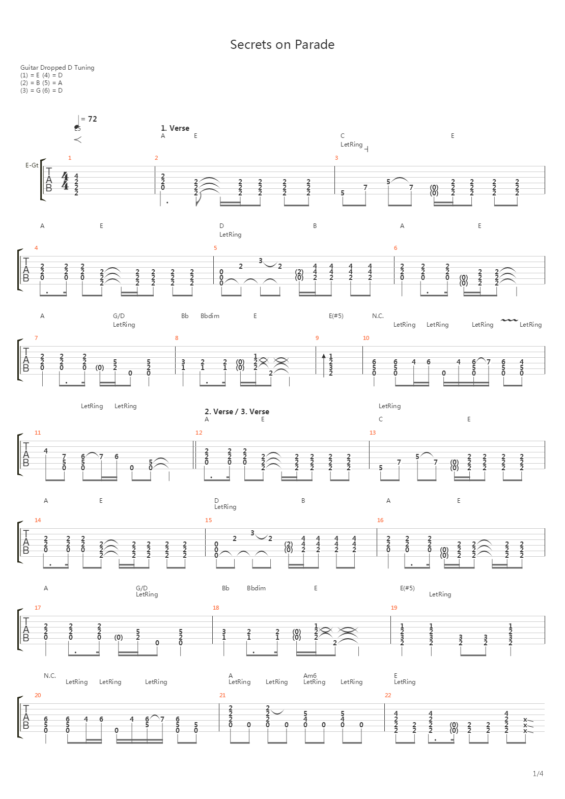 Secrets Of Parade吉他谱