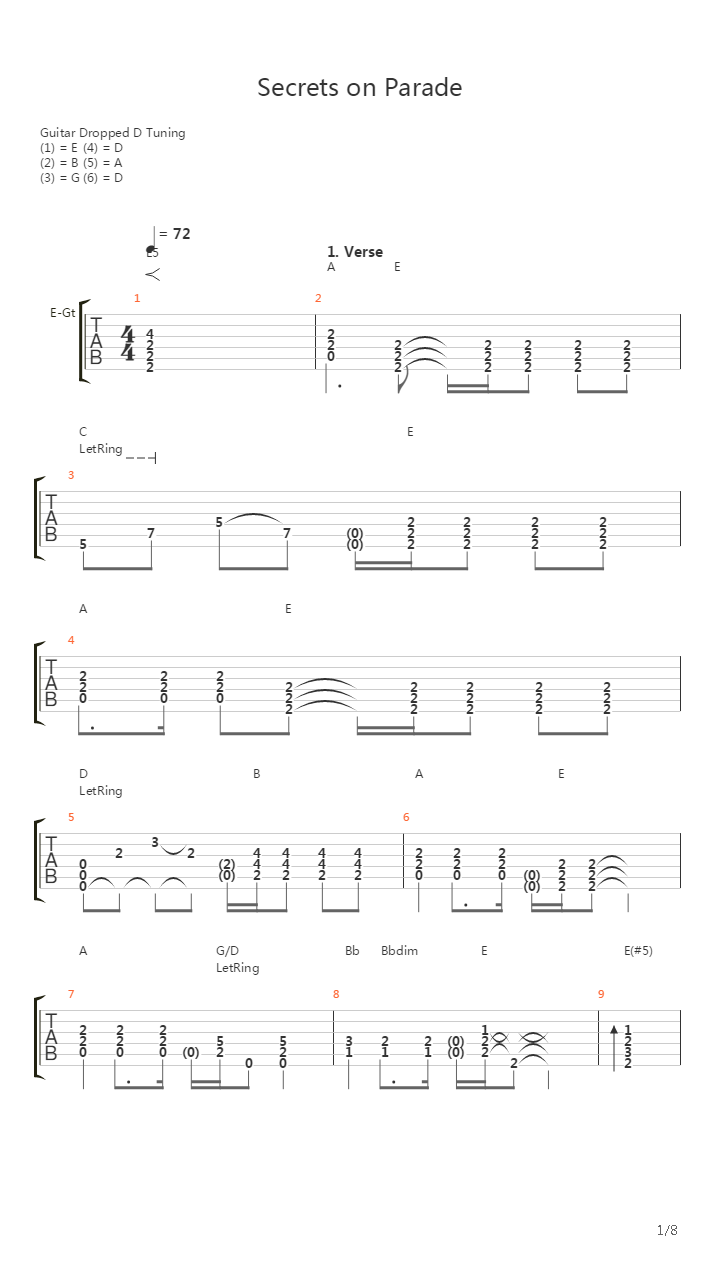 Secrets Of Parade吉他谱
