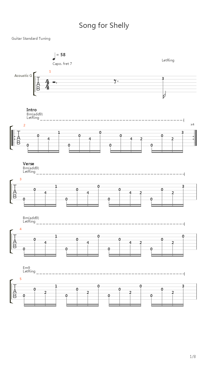 Song For Shelly吉他谱