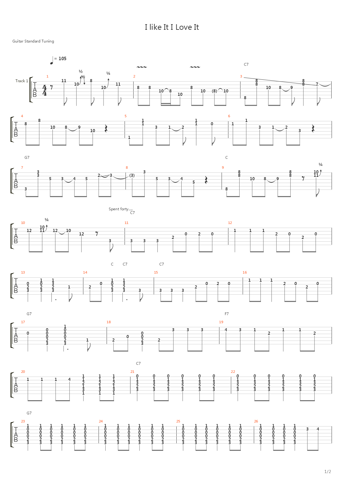 I Like It I Love It吉他谱