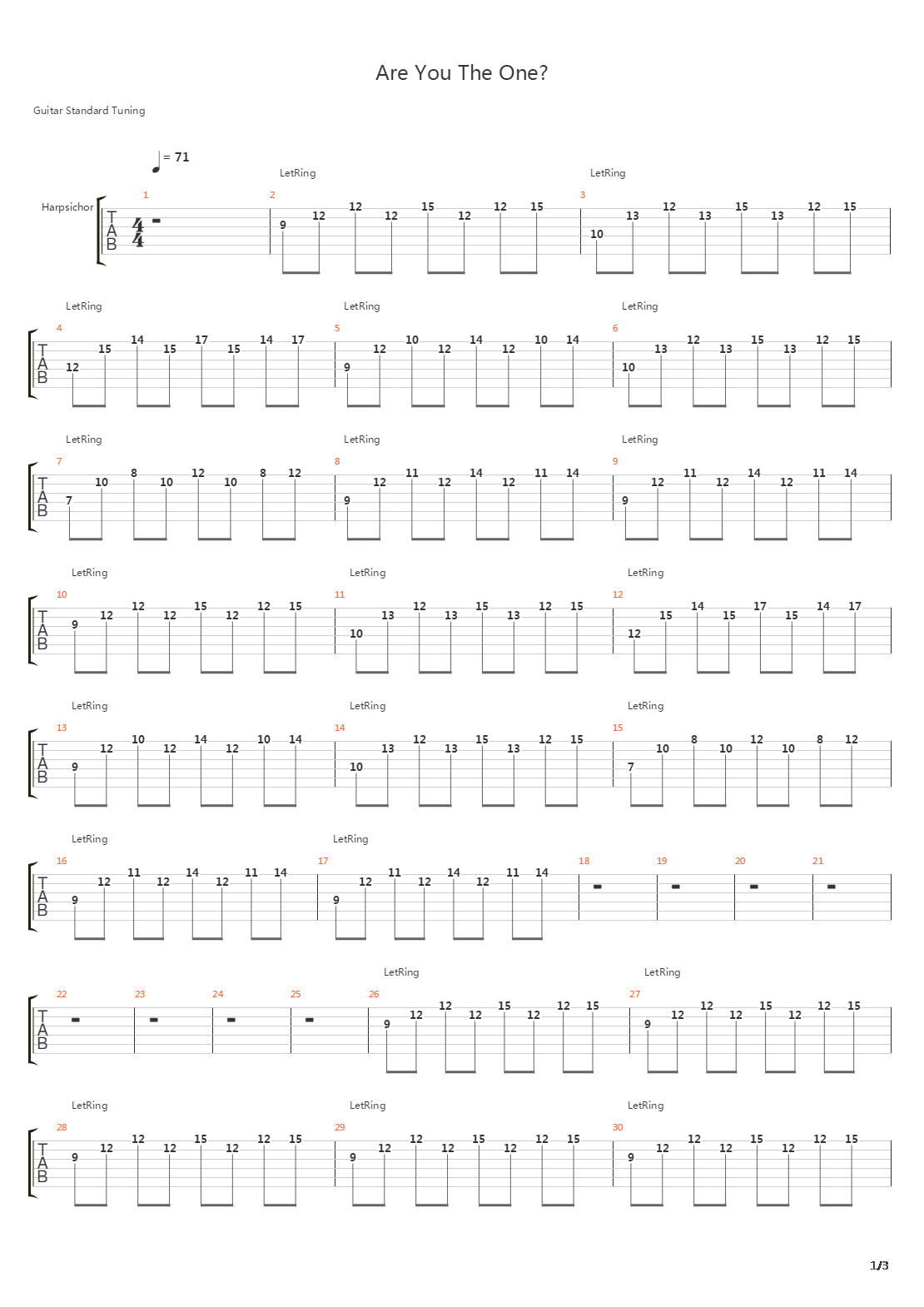 Are You The One吉他谱