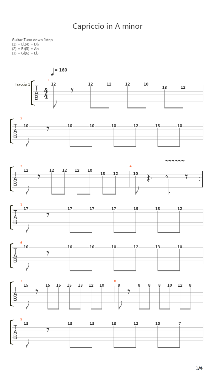 Capriccio In A Minor吉他谱