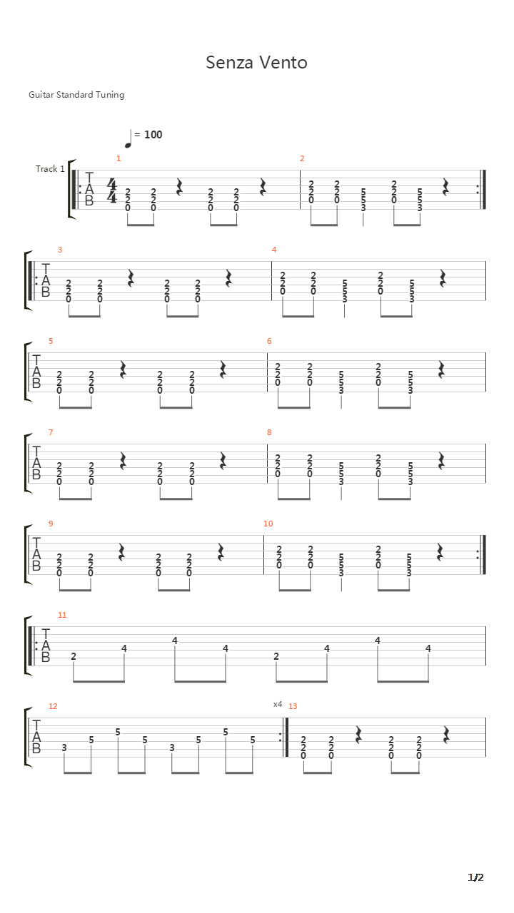 Senza Vento吉他谱