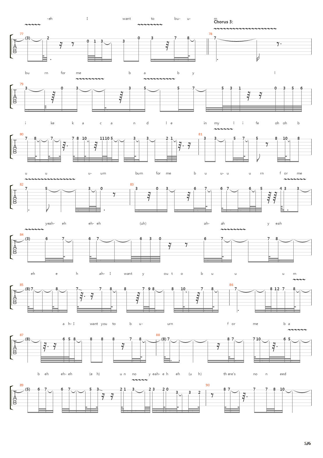 Burn吉他谱