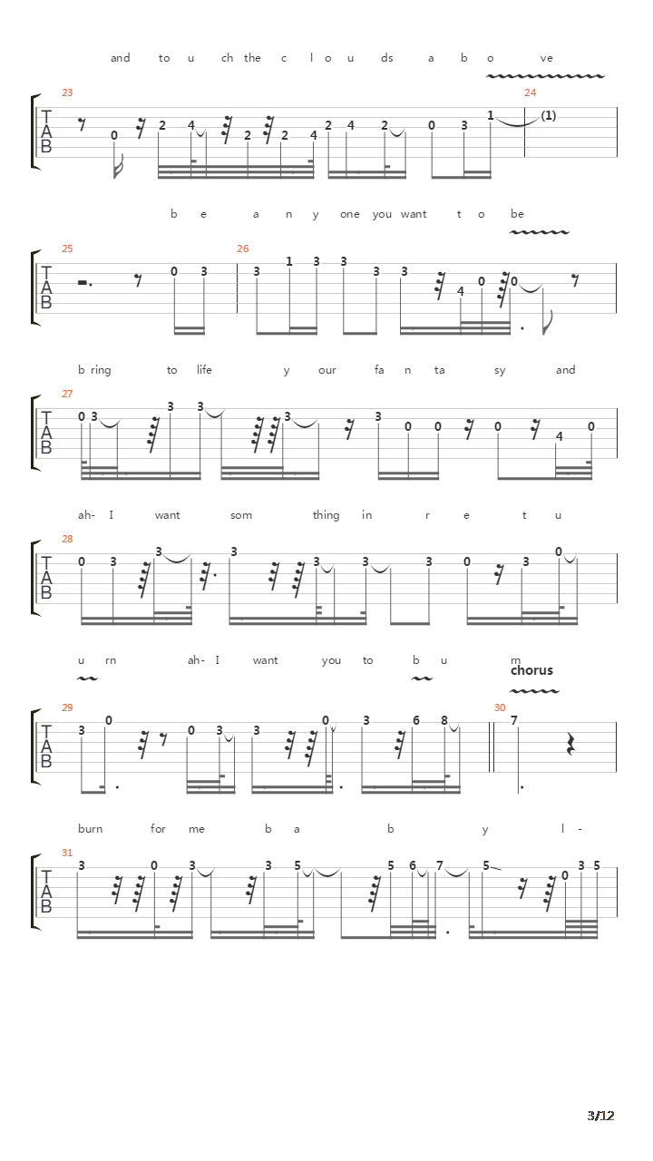 Burn吉他谱