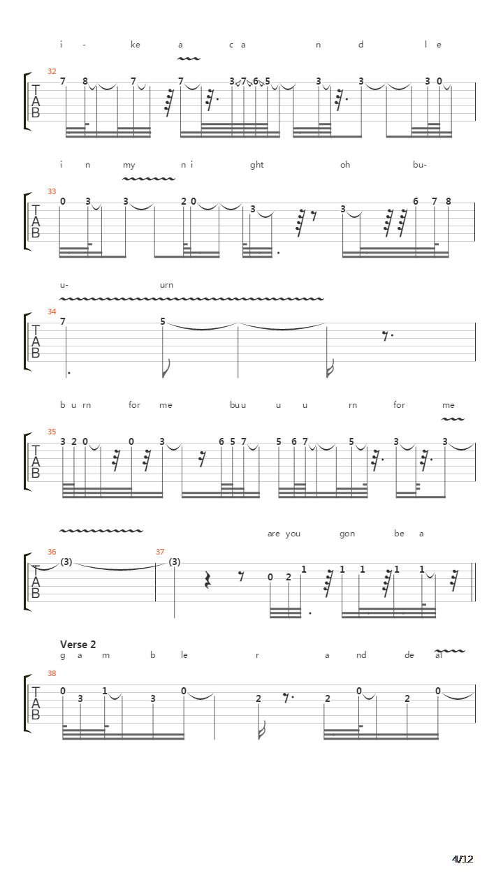 Burn吉他谱