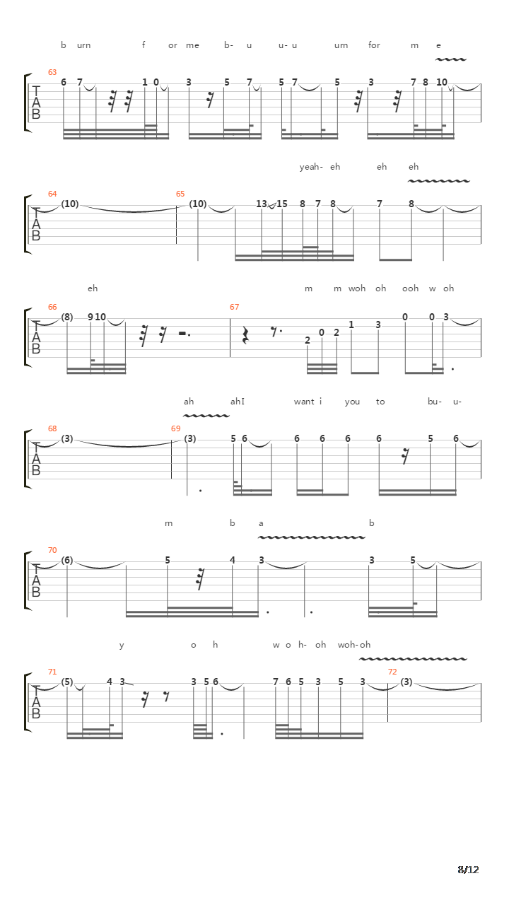 Burn吉他谱