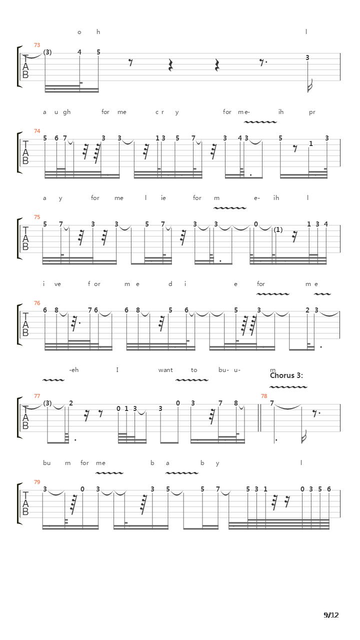 Burn吉他谱