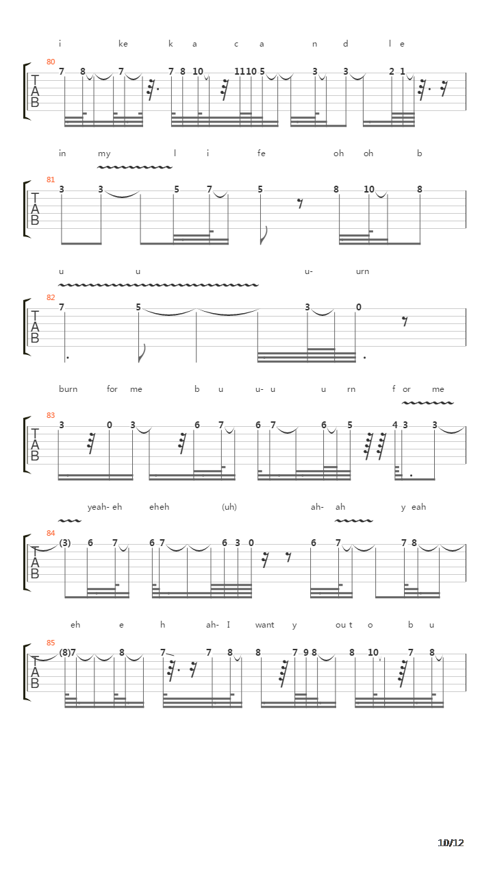 Burn吉他谱