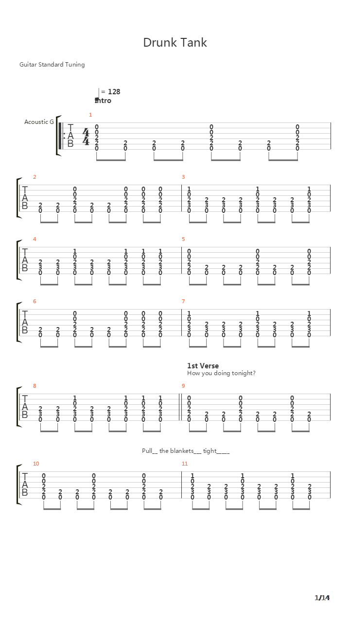 Drunk Tank吉他谱