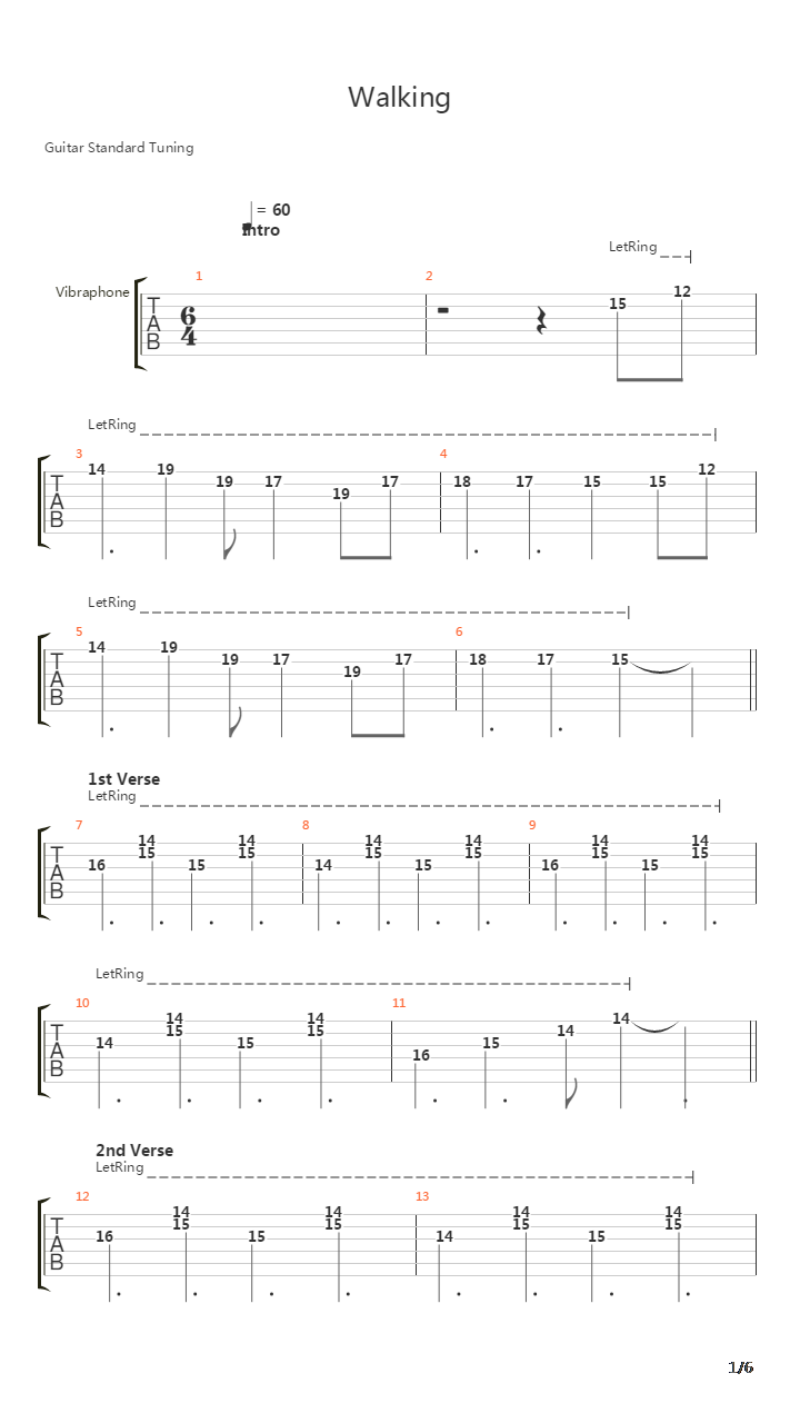 Walking吉他谱
