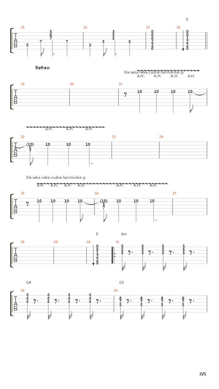 Slepa Sreca吉他谱
