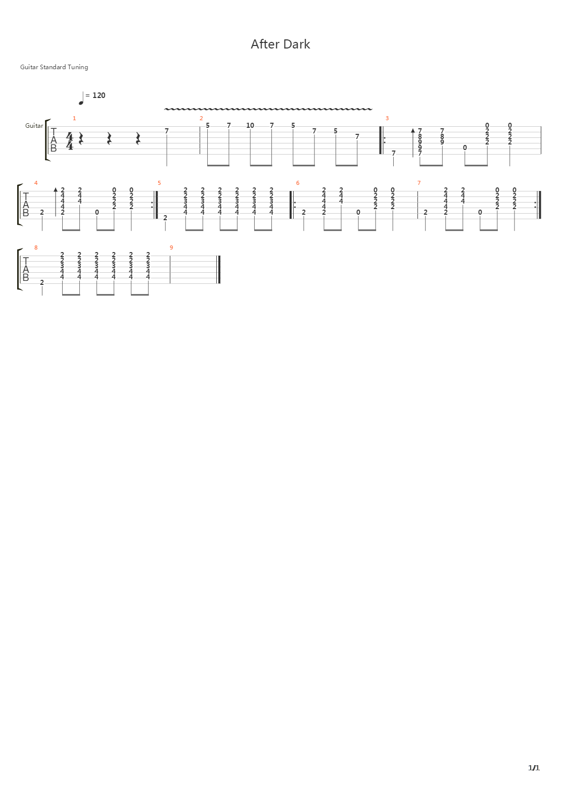 After Dark吉他谱