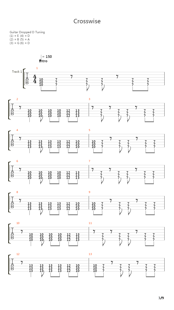 Crosswise吉他谱