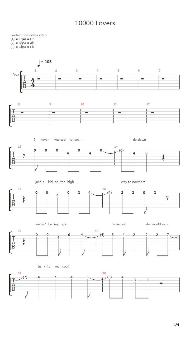 10000 Lovers吉他谱