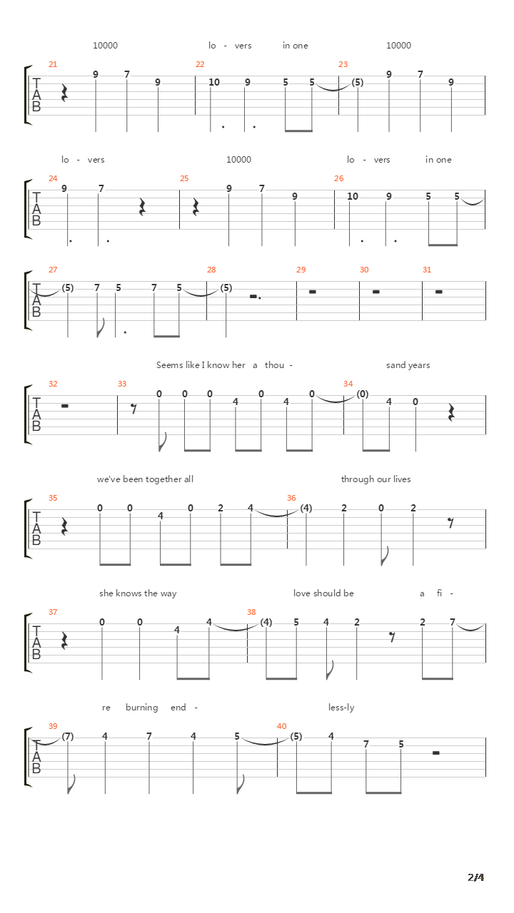 10000 Lovers吉他谱
