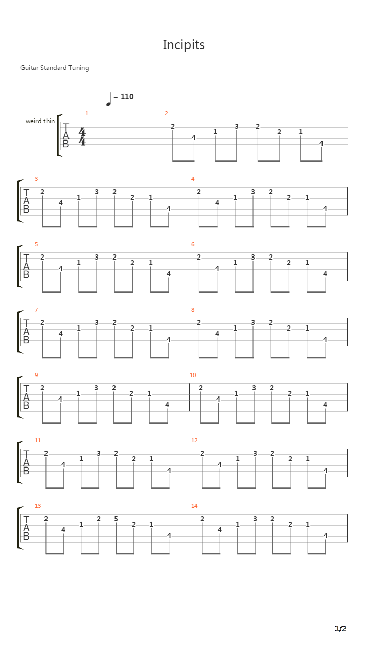 Incipits吉他谱