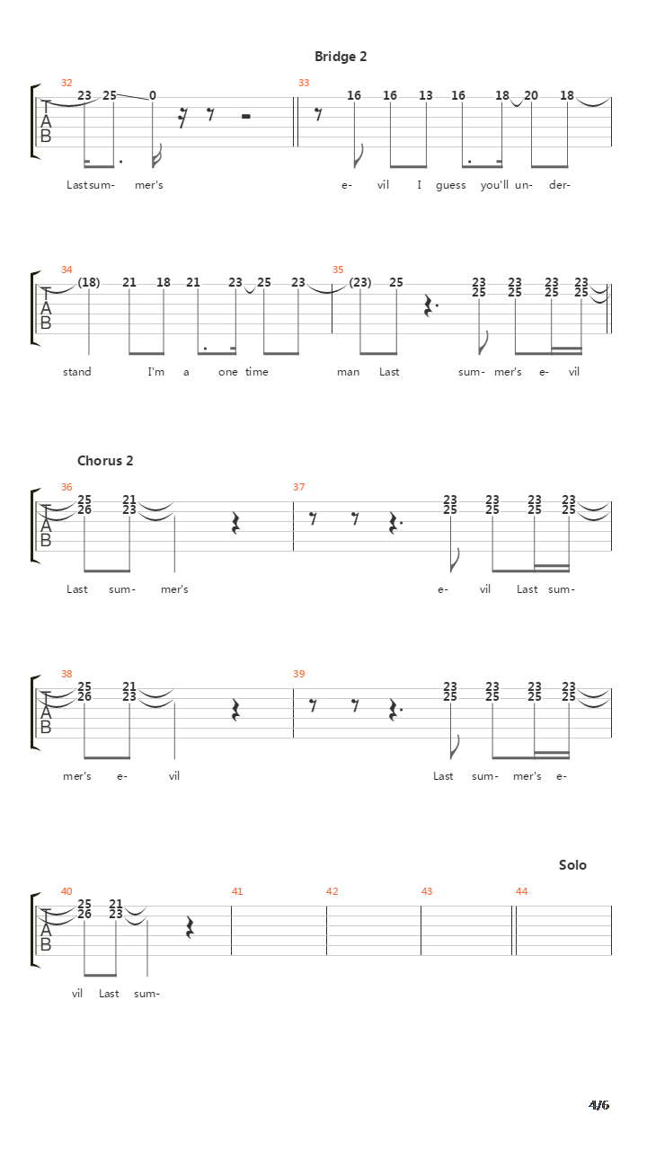 Last Summers Evil吉他谱