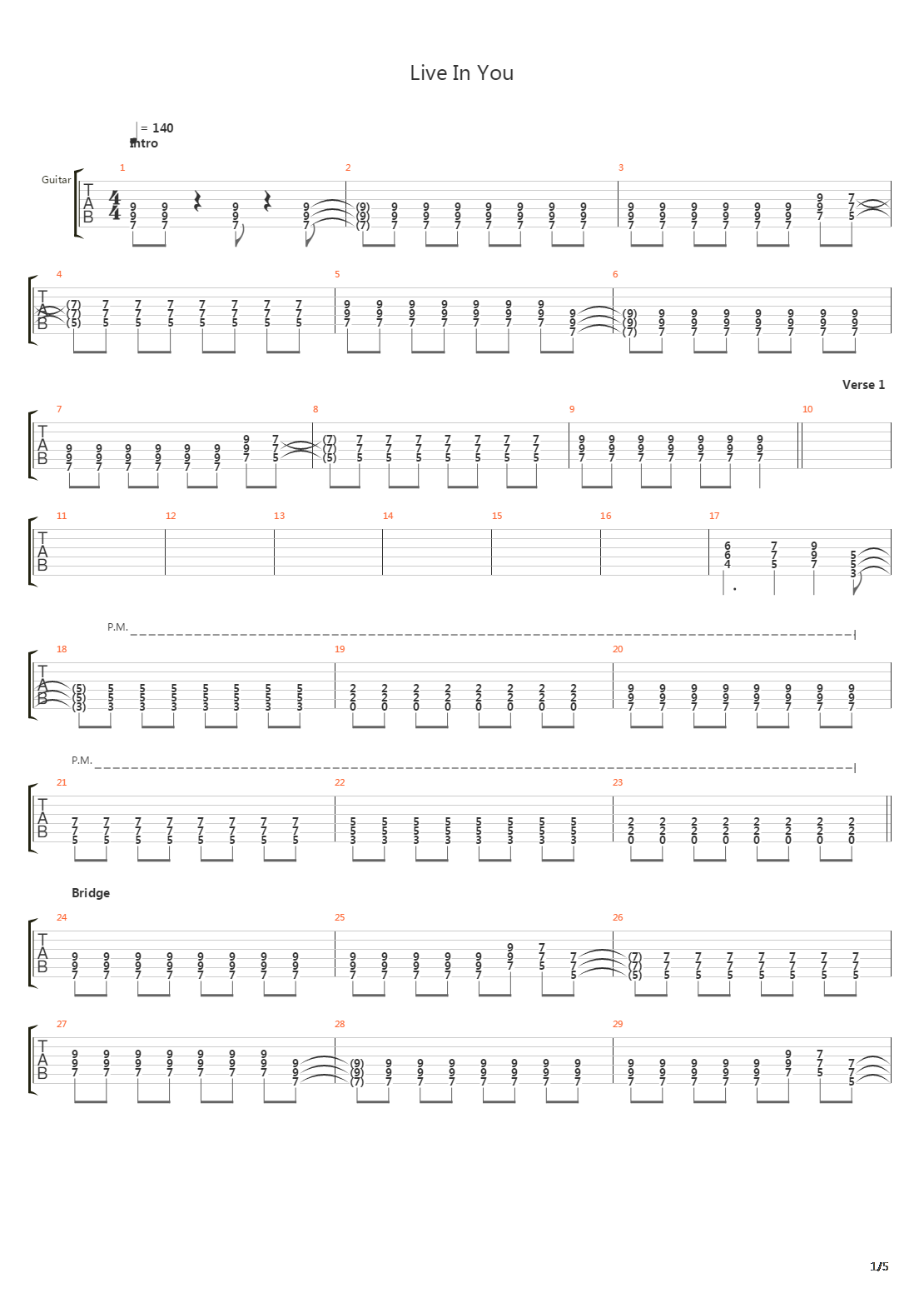 Live In You吉他谱