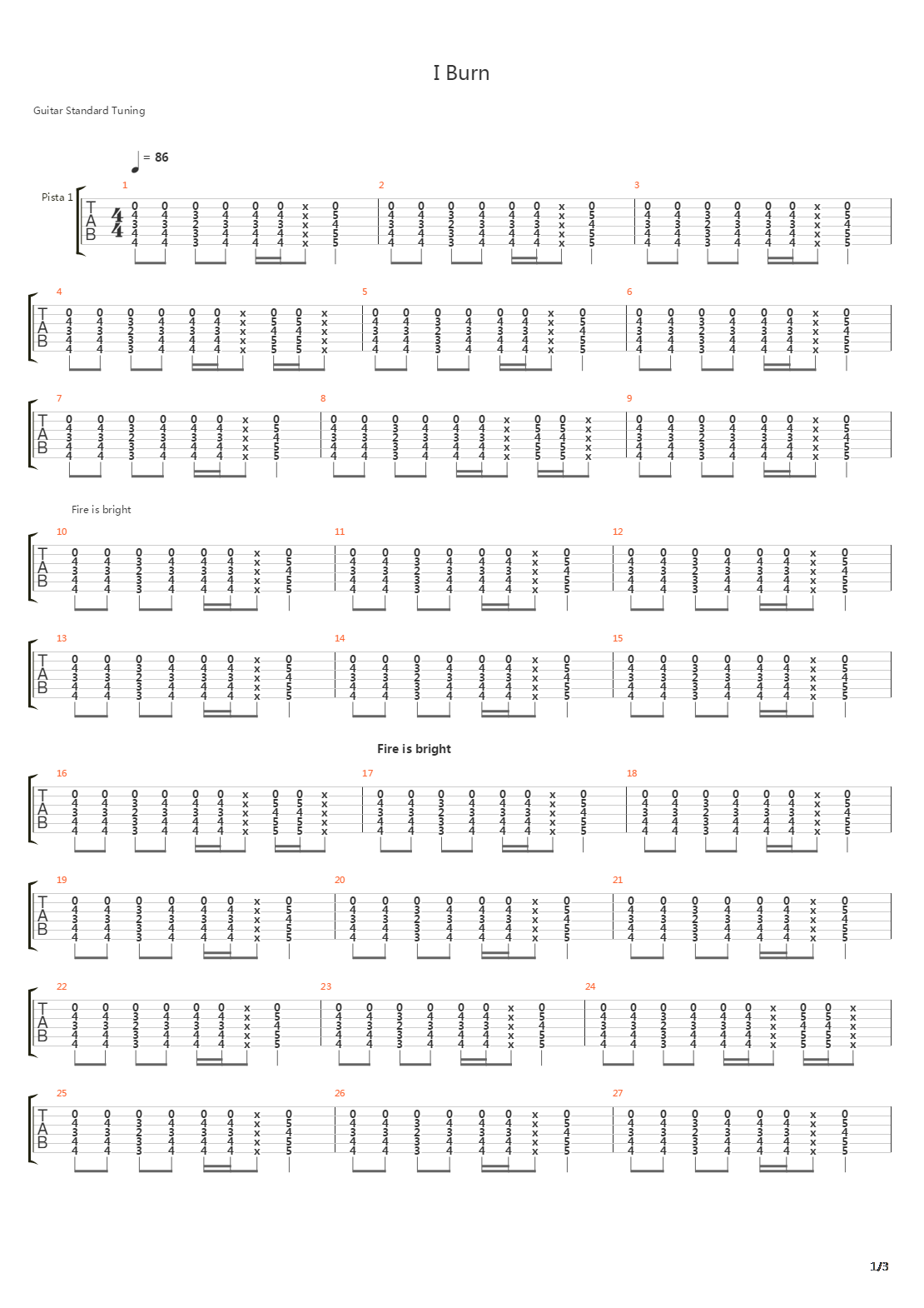 I Burn吉他谱