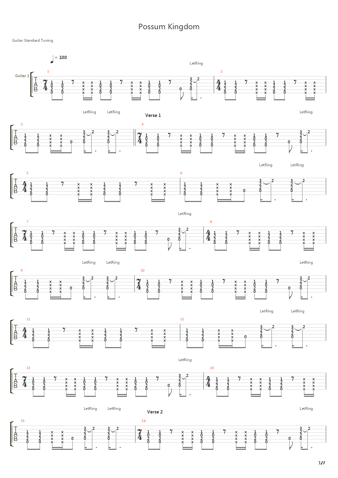 Possum Kingdom吉他谱