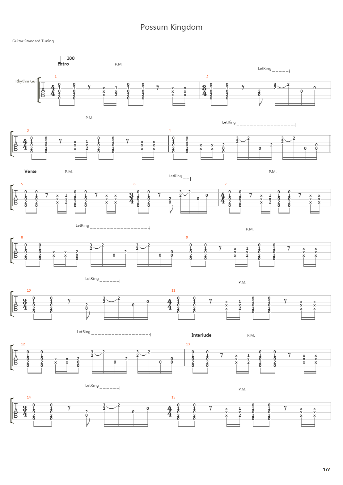Possum Kingdom吉他谱