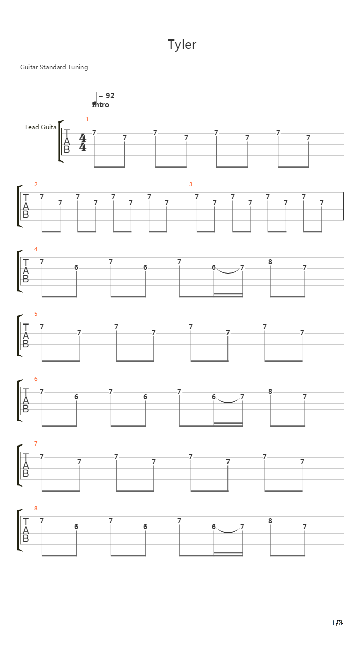 Tyler吉他谱