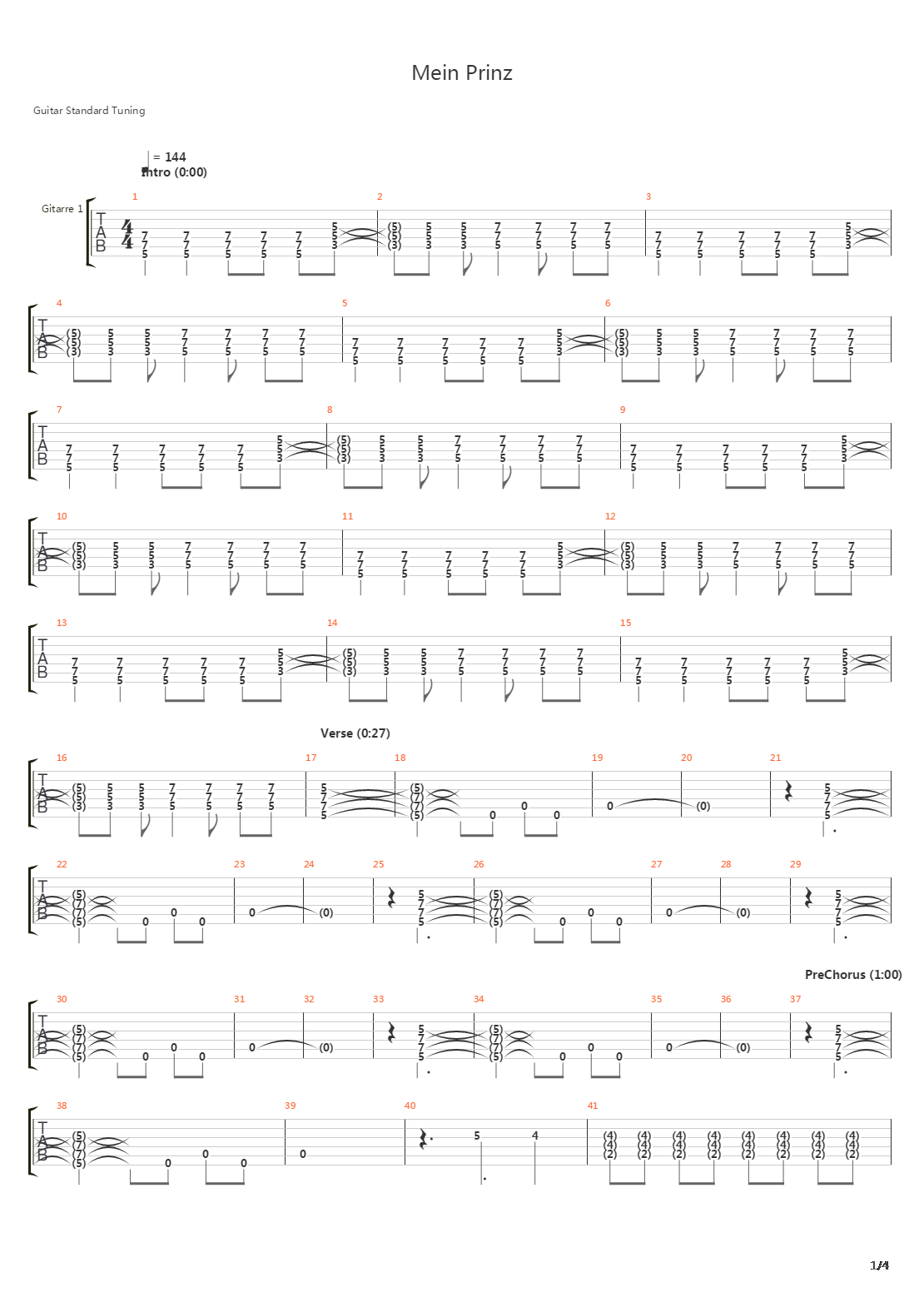 Mein Prinz吉他谱