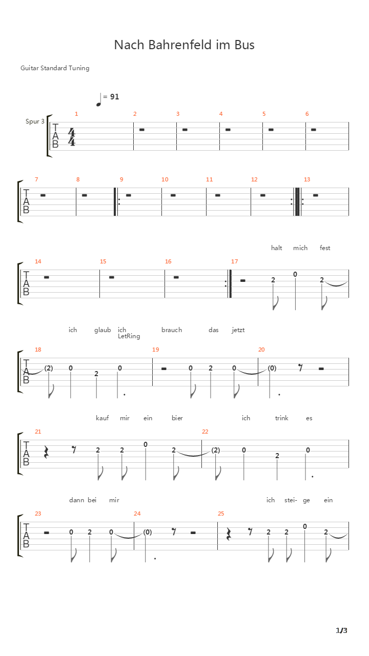 Nach Bahrenfeld Im Bus吉他谱