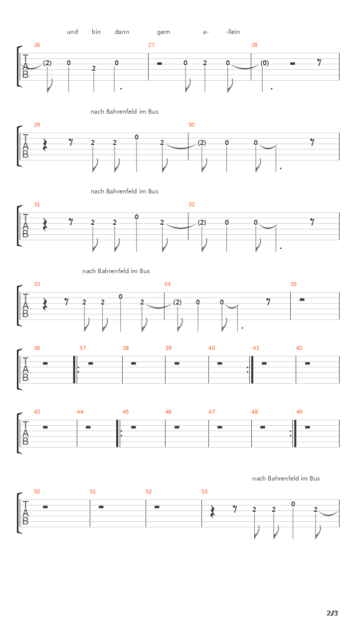 Nach Bahrenfeld Im Bus吉他谱