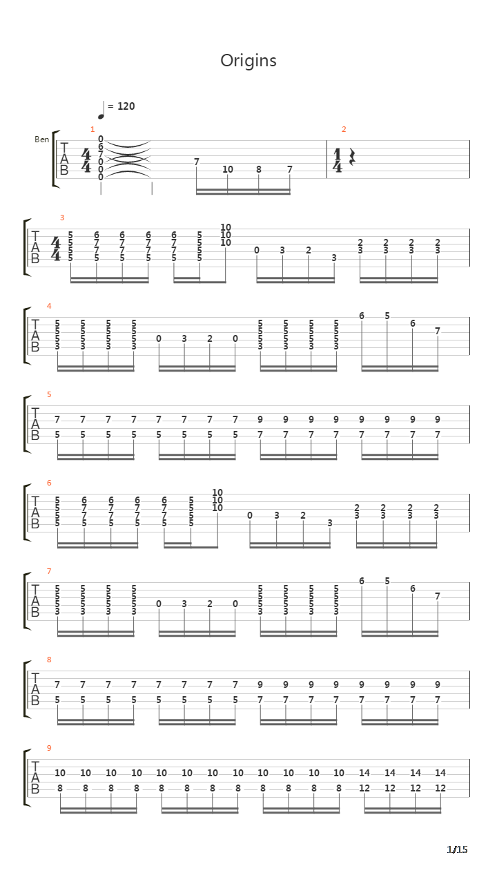 Origins Of Measurable Being吉他谱