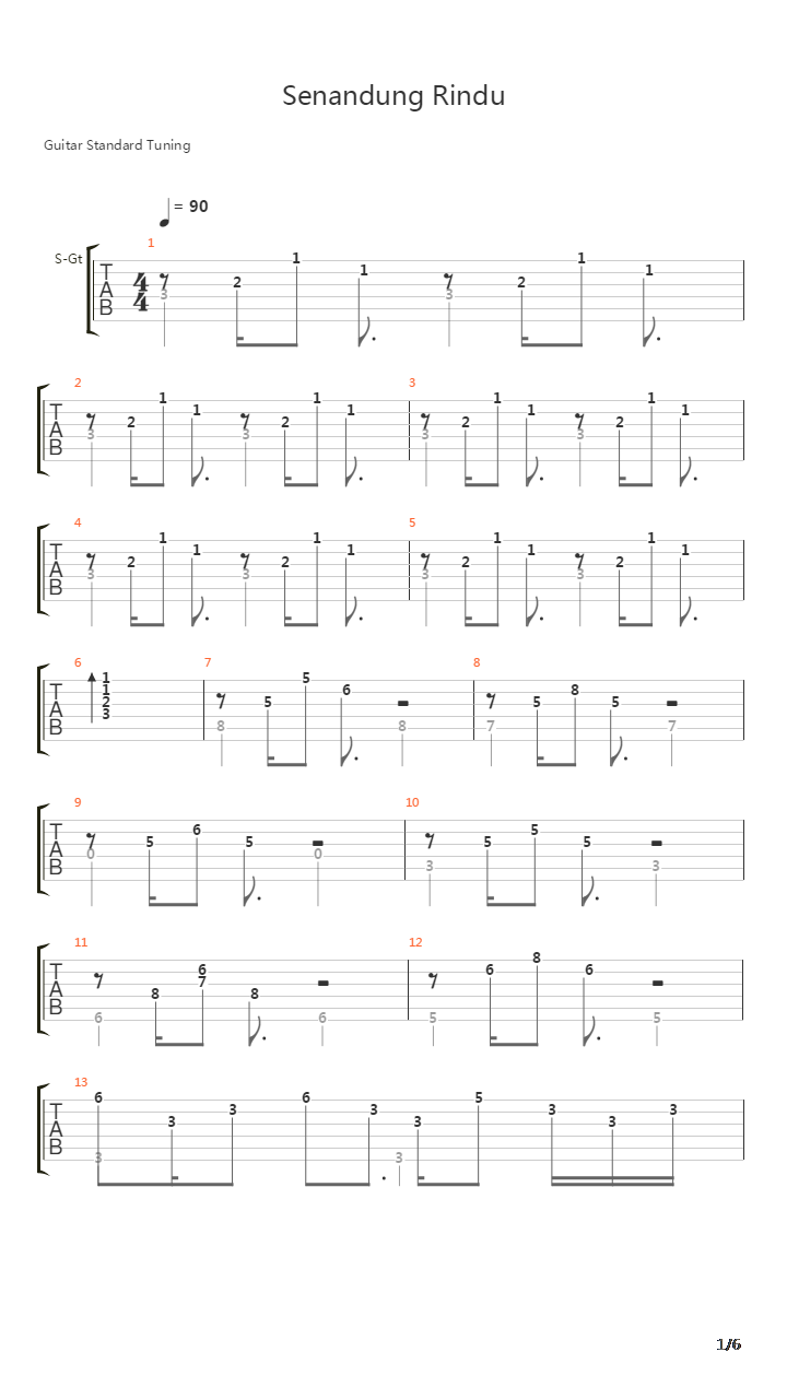Senandung Rindu吉他谱