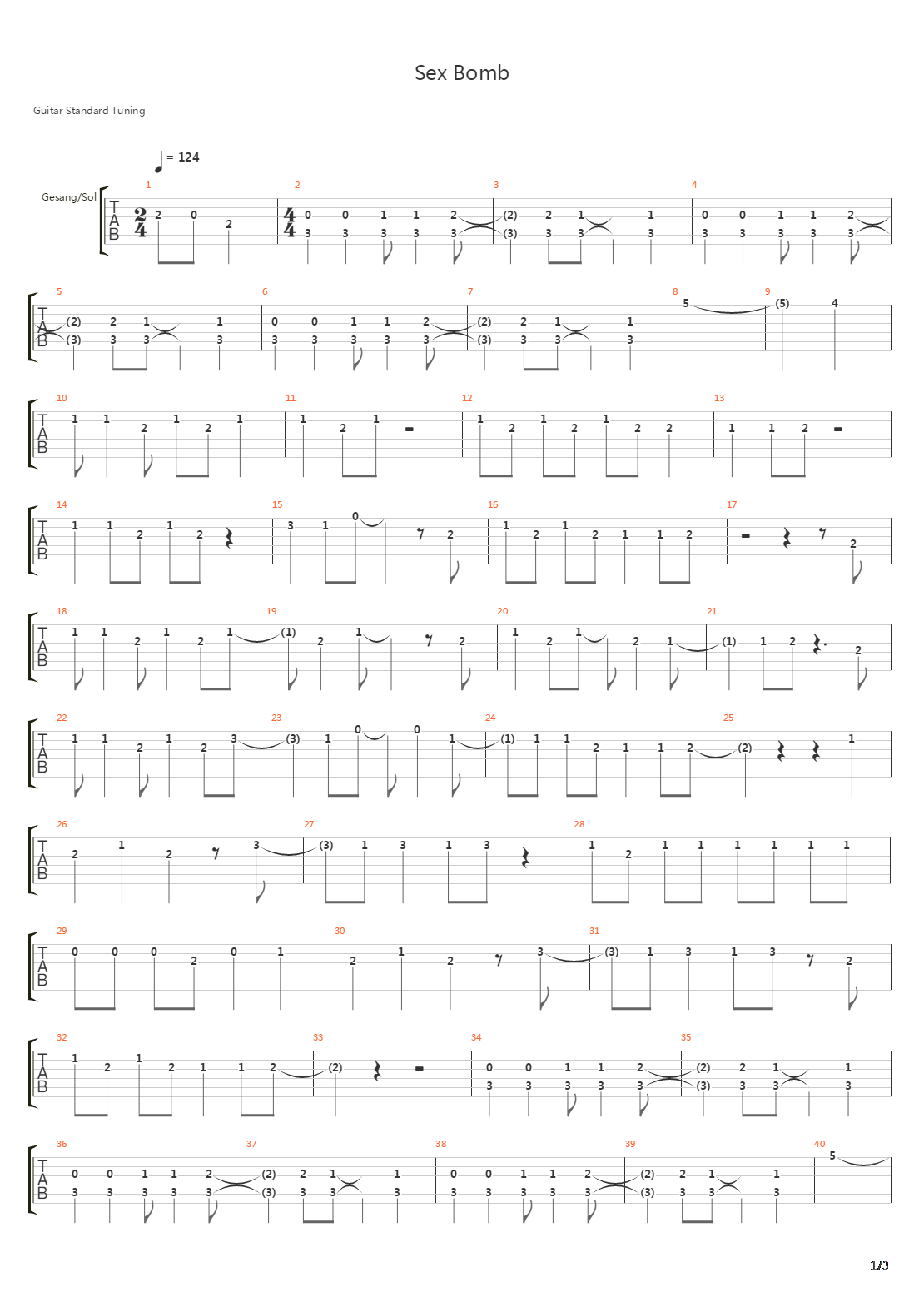 Sex Bomb吉他谱