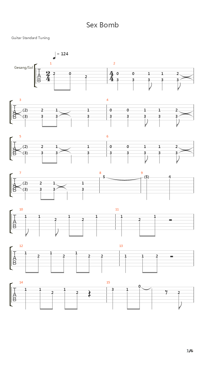 Sex Bomb吉他谱