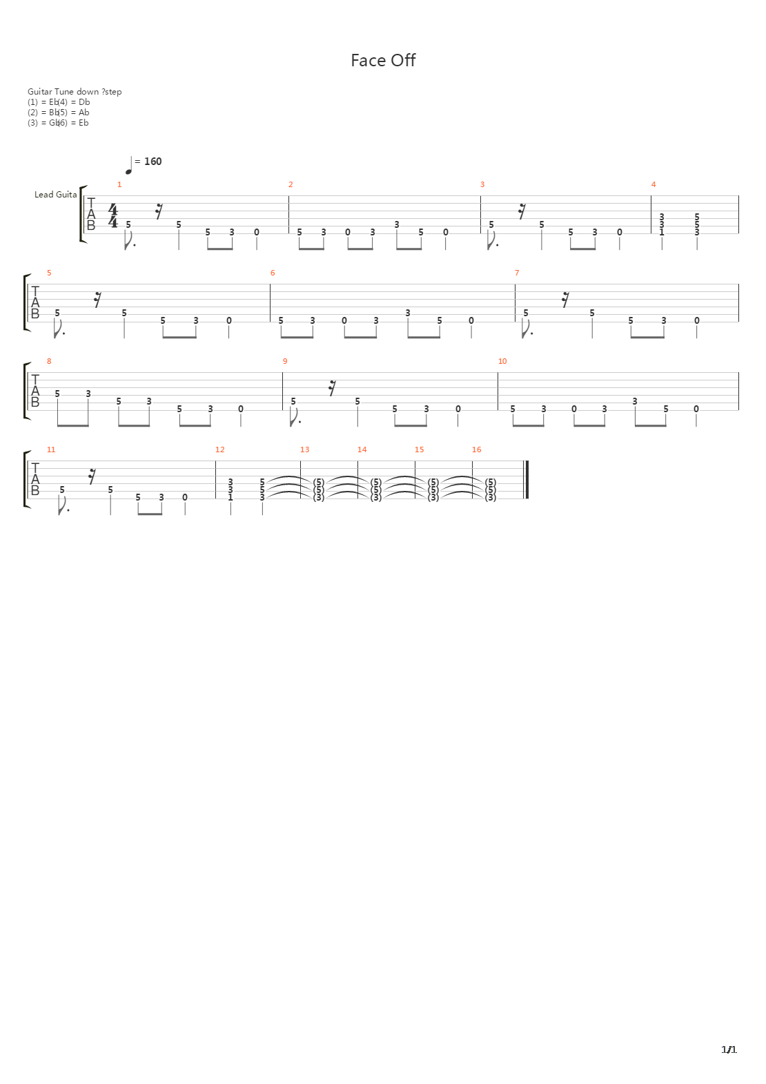 Face Off吉他谱